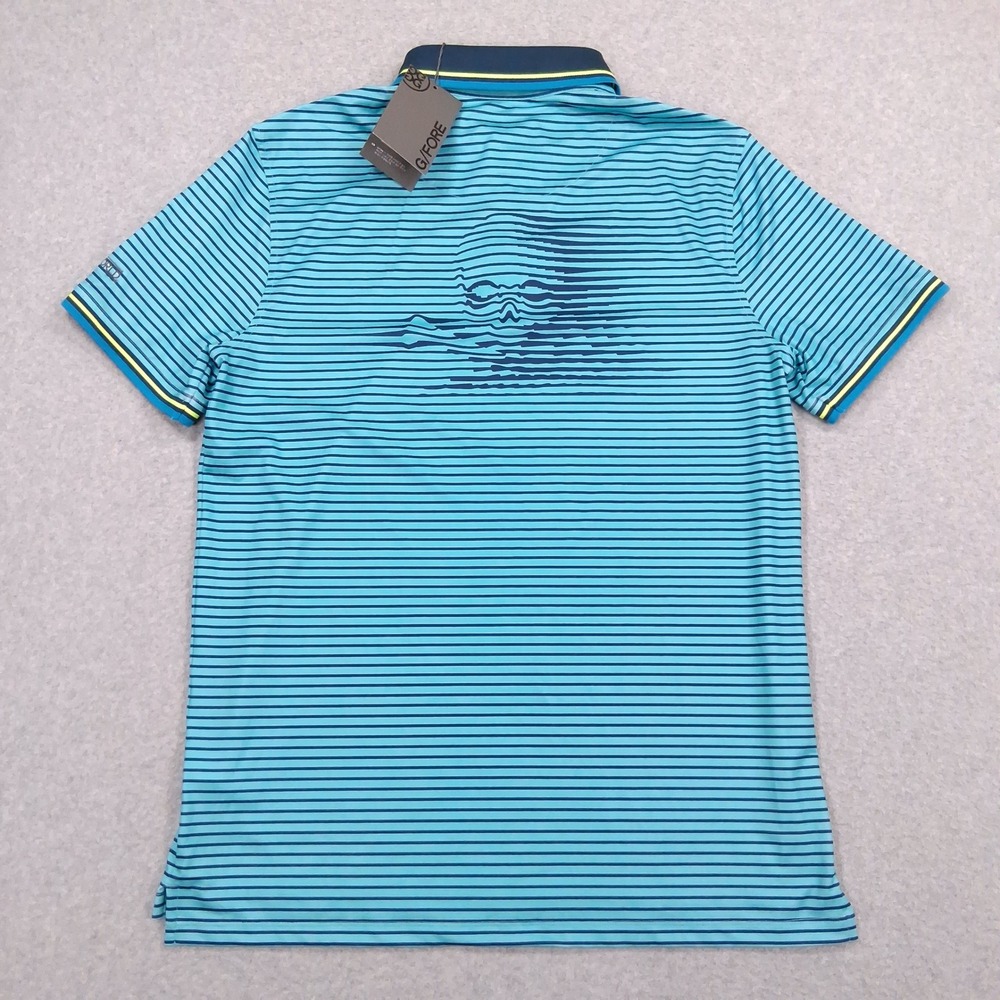 NEW $120 G/FORE Golf Polo Shirt Mens M Blue Sky Stripe Skull Tees 3D Tech Jersey - Picture 3 of 13